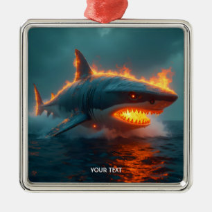 Ornamento De Metal Fantasy Cute Fire Shark Sea