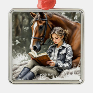 Ornamento De Metal Fantasy Cute Garden Horse Girl