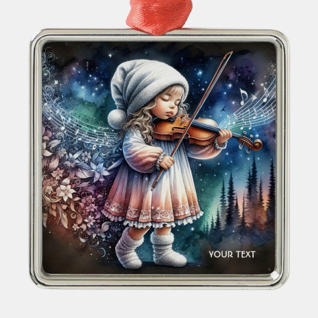 Ornamento De Metal Fantasy Cute Girl Music Violin (Frente)