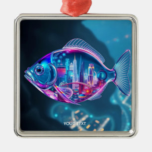Ornamento De Metal Fantasy Cute Glass Fish City