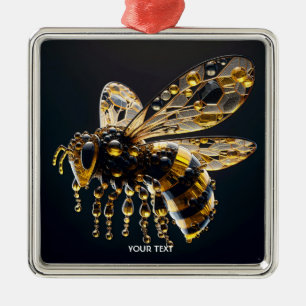 Ornamento De Metal Fantasy Cute Glass Yellow Bee Black