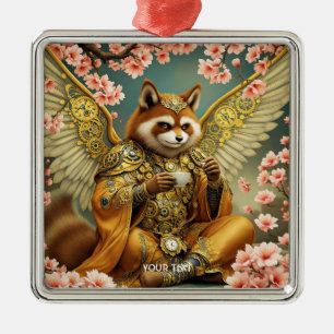 Ornamento De Metal Fantasy Cute King Tanuki Tea