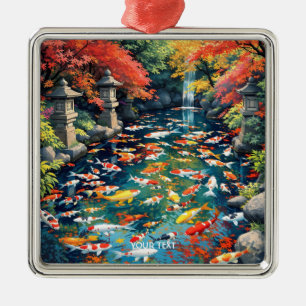 Ornamento De Metal Fantasy Cute Koi Fish Pond