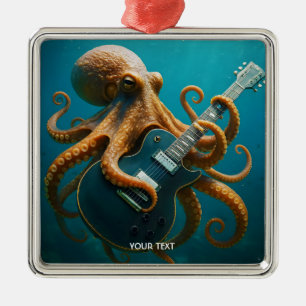 Ornamento De Metal Fantasy Cute Octopus Tocando Violão