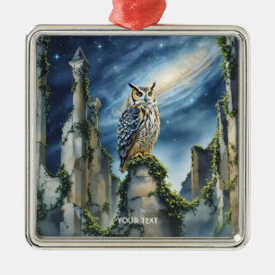 Ornamento De Metal Fantasy Cute Owl Old Ruins