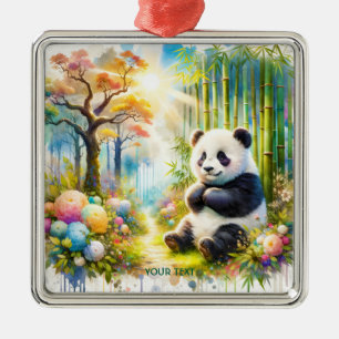 Ornamento De Metal Fantasy Cute Panda Bamboo Forest