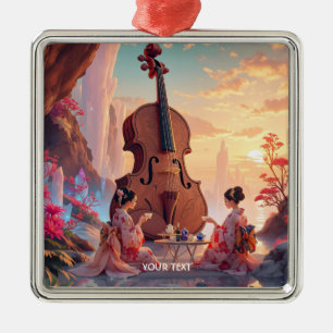 Ornamento De Metal Fantasy Cute Violin Girls Tea