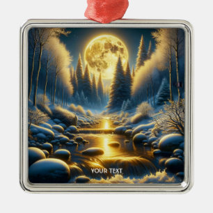 Ornamento De Metal Fantasy Cute Winter Moon River