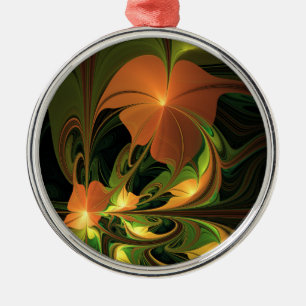 Ornamento De Metal Fantasy Plant Abstrato Green Rust Brown Fractal