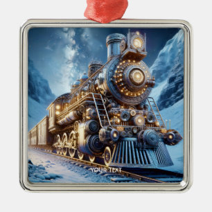 Ornamento De Metal Fantasy Steam Train Winter