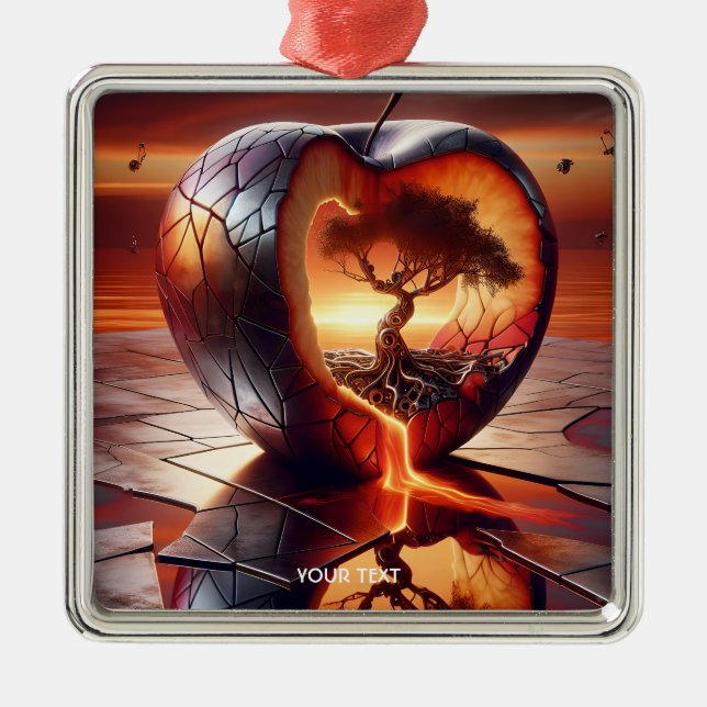 Ornamento De Metal Fantasy Tree Apple Fire (Frente)