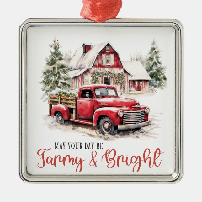 Ornamento De Metal Farmhouse Christmas (Frente)