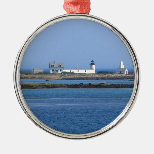 Ornamento De Metal Farol de Goat Island (Frente)