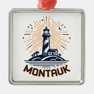 Ornamento De Metal Farol de Montauk Point Nova York nascer do sol