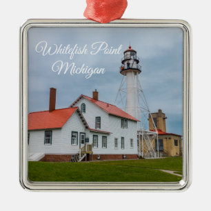 Ornamento De Metal Farol de Ponto Branco