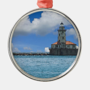 Ornamento De Metal Farol do Porto de Chicago Painterly