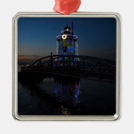 Ornamento De Metal Farol nas Luzes de Natal