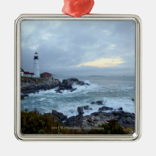 Ornamento De Metal Farol principal de Portland no nascer do sol