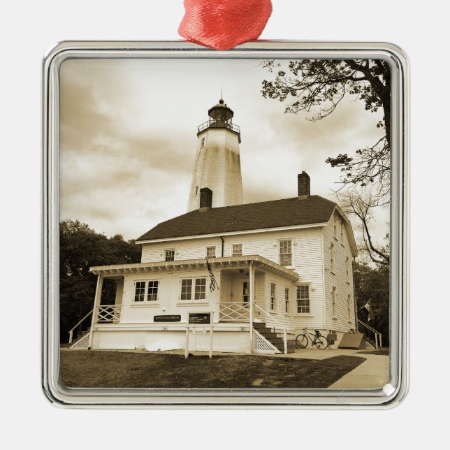 Ornamento De Metal Farol Sandy Hook (Frente)