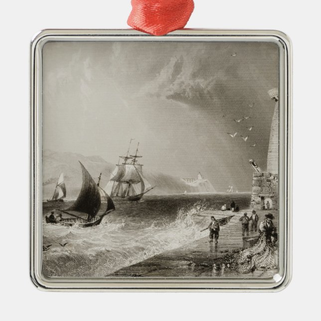 Ornamento De Metal Farol sul da parede com monte de Howth (Frente)