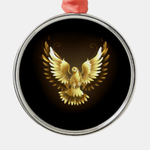 Ornamento De Metal Faux Gold Foil Peace Dove em Preto