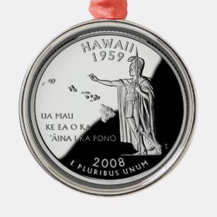 Ornamento De Metal Faux Hawaii State Quarter