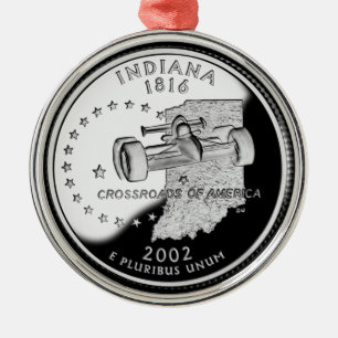 Ornamento De Metal Faux Indiana State Quarter