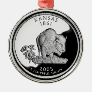 Ornamento De Metal Faux Kansas State Quarter