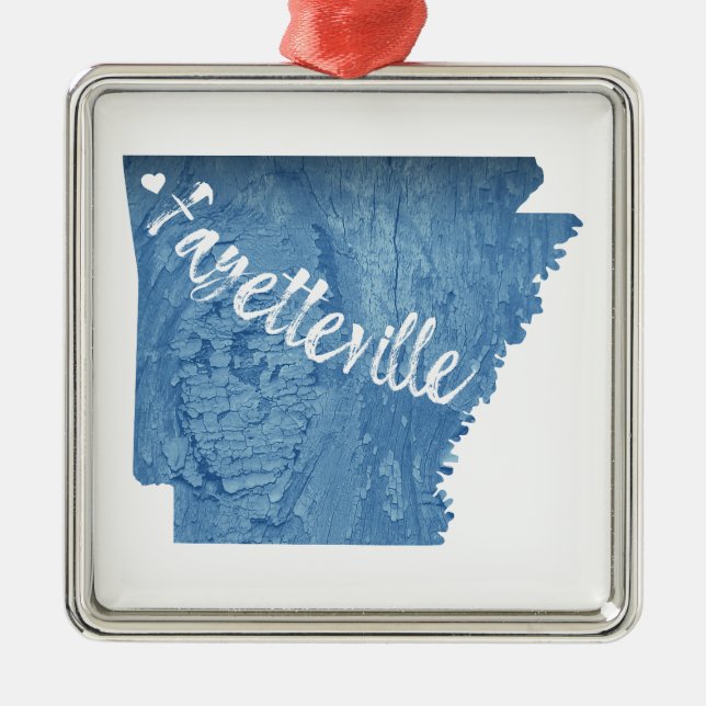 Ornamento De Metal Fayetteville Arkansas Wood Grain (Frente)