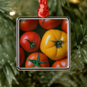 Ornamento De Metal Fazendas Tomates vermelhos e amarelos brilhantes