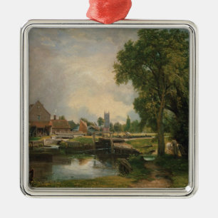 Ornamento De Metal Fechamento de John Constable   Dedham e moinho,