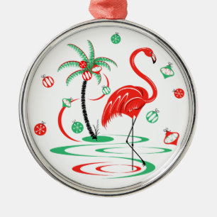 Ornamento De Metal Feira de Flamingo Baubles de Natal Vermelho