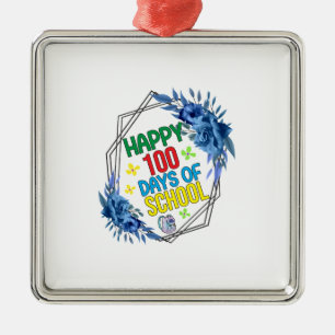Ornamento De Metal Feliz 100 Dias De Escola