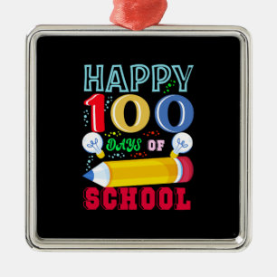 Ornamento De Metal Feliz 100 Dias De Escola