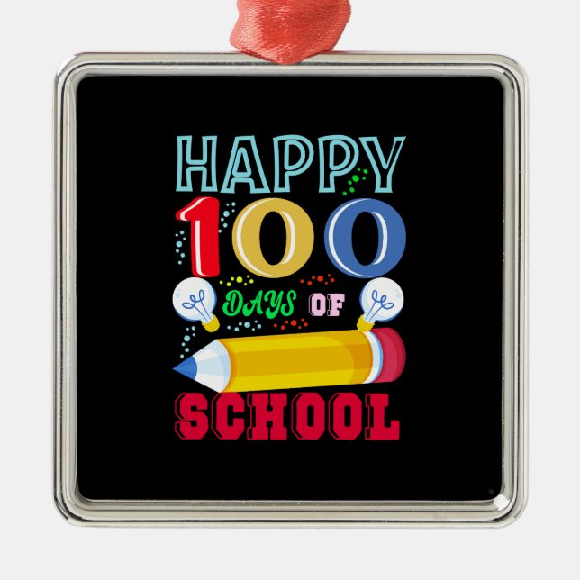 Ornamento De Metal Feliz 100 Dias De Escola (Frente)
