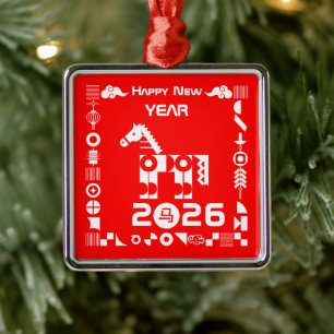 Ornamento De Metal Feliz ano novo 2026
