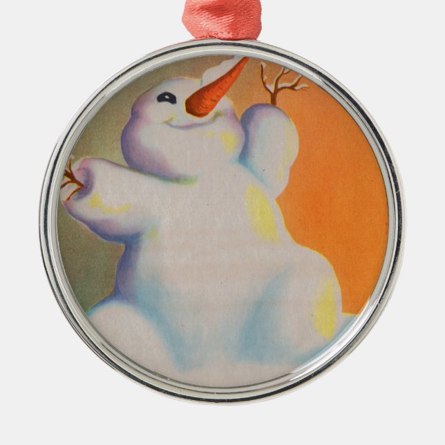 Ornamento De Metal feliz boneco de neve (Frente)