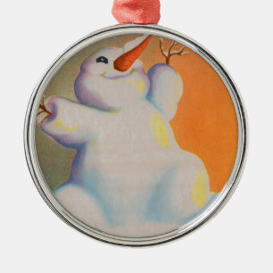 Ornamento De Metal feliz boneco de neve saúda a manhã