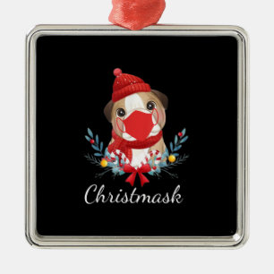 Ornamento De Metal Feliz Cachorro de Natal Lover Bulldog Vestindo Más