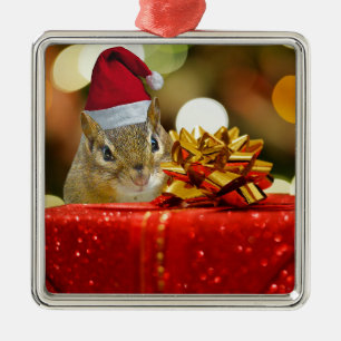 Ornamento De Metal Feliz Chipmunk Feliz Natal