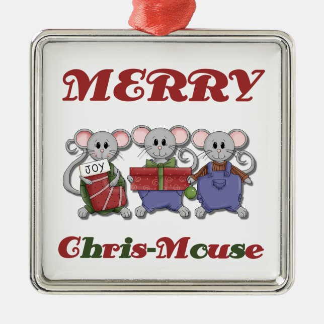 Ornamento De Metal Feliz Chris-Mouse Keepsasaame Ornament (Frente)