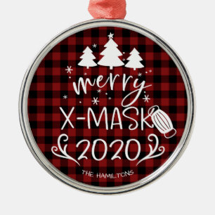 Ornamento De Metal Feliz ChristMáscara Engraçado 2020 Covid Pandemia