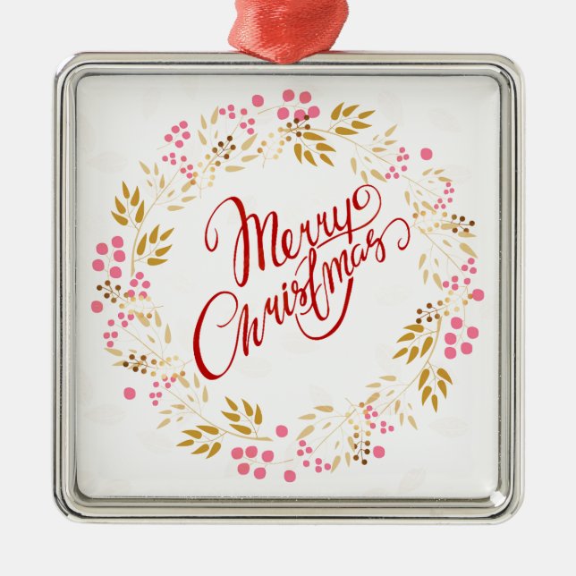 Ornamento De Metal Feliz Cristmas Wreath (Frente)