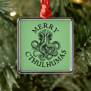Ornamento De Metal Feliz Cthulhumas Lovecraft Cthulhu Metal Ornament