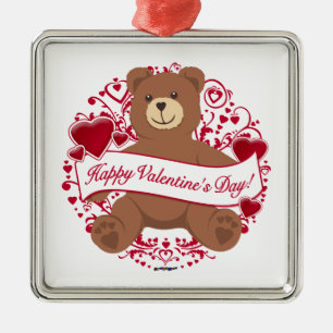 Ornamento De Metal Feliz dia dos namorados! Urso de ursinho