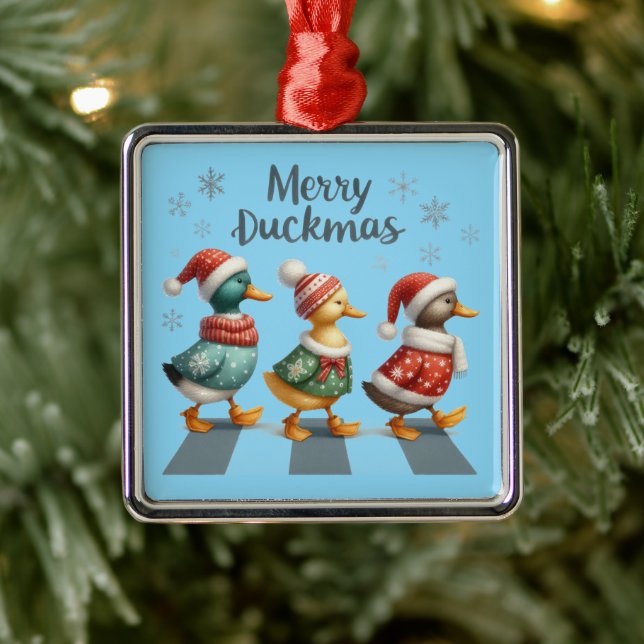 Ornamento De Metal Feliz Duckmas (Árvore)
