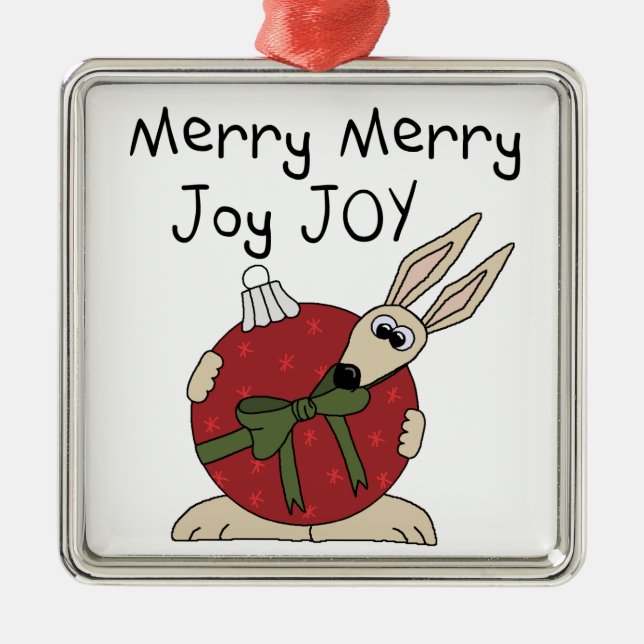 Ornamento De Metal Feliz Feliz Joy Joy Holiday Keepsasaame Ornament (Frente)