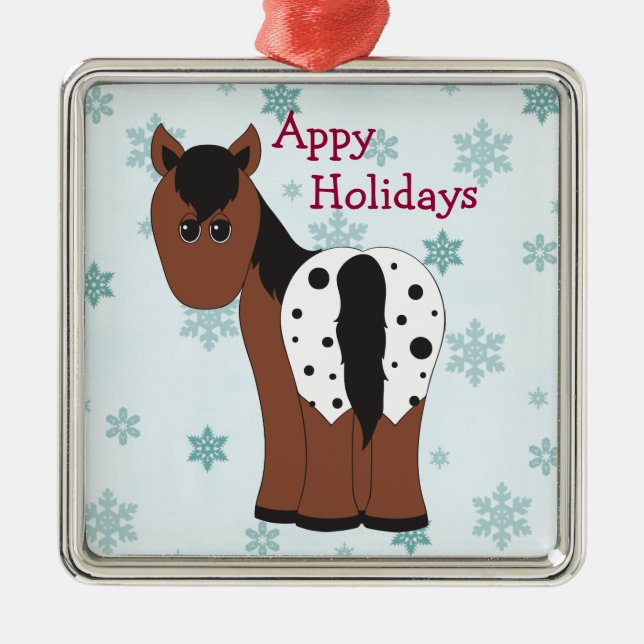 Ornamento De Metal Feliz Feriados de Appy Blanket Appaloosa Horse (Frente)