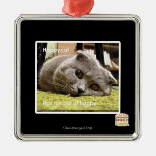 Ornamento De Metal Feliz gato, sem felicidade