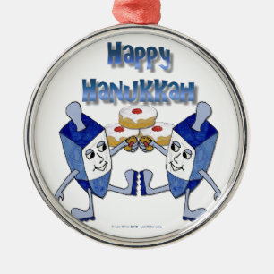 Ornamento De Metal Feliz Hanukkah Dreidels Dançantes Donut de Geléia